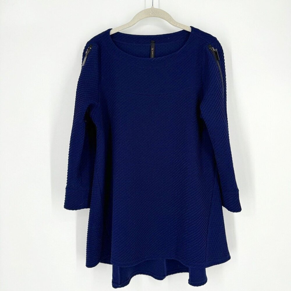 IC By Connie K Shirt Women’s small S blue tunic oversized top blouse office work